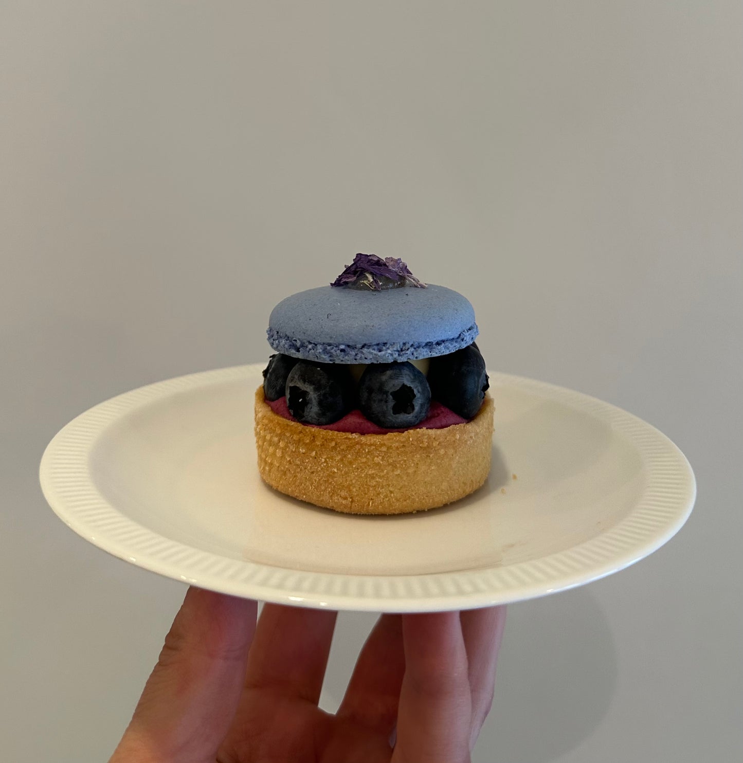 Cassisbes viooltjes macarontaartje